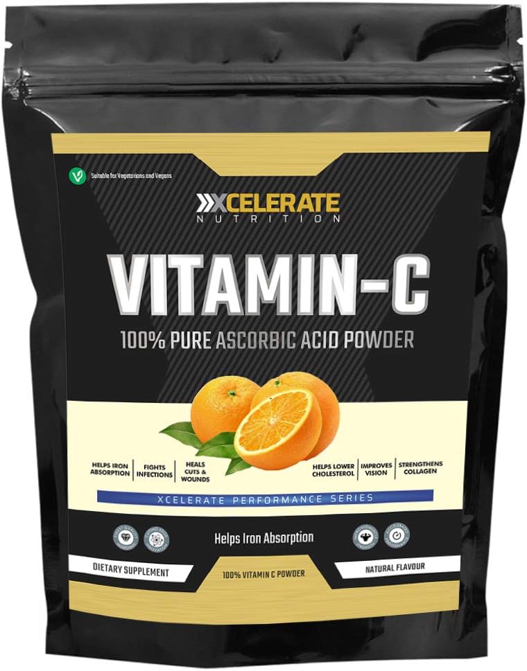 XCelerate 100% Pure Vegan Vitamin C L Ascorbic Acid 750g Powder Pharmaceutical Grade Non GMO Premium Quality L-Ascorbic Acid Powder