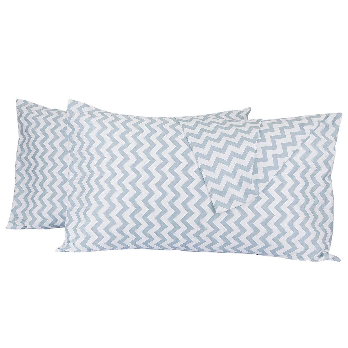 mookaitedecor Wave Striped Cotton Pillow Cases Grey 2 Pack, Grey Striped Pillow Cases Envelope Closure Queen Size Large Pillowcases 20 x 30 Inches Pillow Case Cushion Covers for Bedroom Sofa Couch