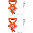 QWORK 1/2" x 100' Fiberglass Tape Measure, 2 Pack Engineer's Open Reel Dual Sided Measure, Orange