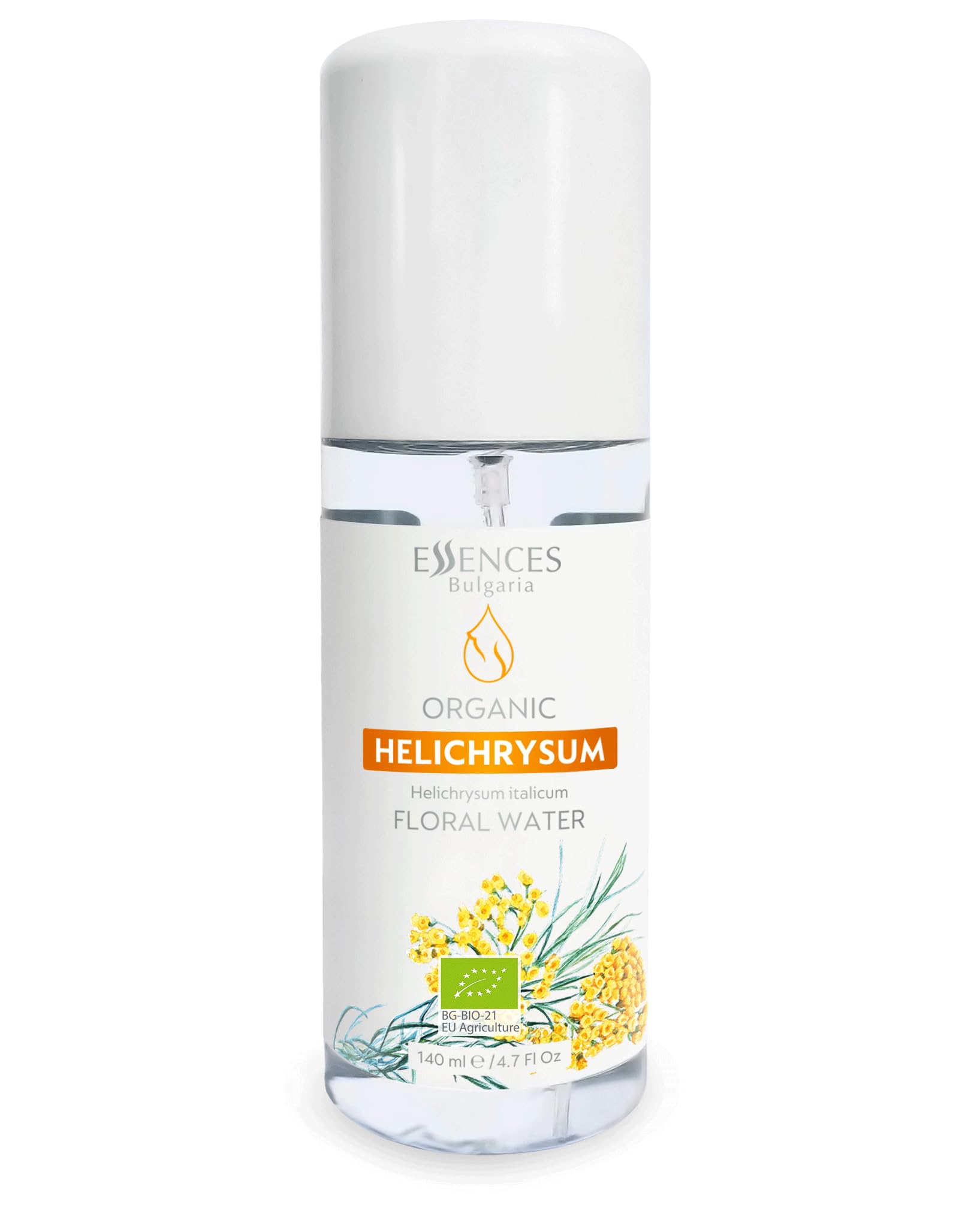 Essences Bulgaria Organic Helichrysum Floral Water 140ml | for Blemishes, Wrinkles, Fine Lines, and Dark Spots | Anti-Aging Mist | Skin Regenerating Toner | Alcohol-Free