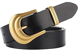 ALAIX Women's Belt Western Belts Silver Gold Buckle Black Leather Belt Pants Jeans Belts for Women