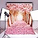 MOHOO 5x7ft Silk Photography Backdrop Cherry Blossoms Street Studio Photography Backdrop Photo Background Beautiful Flower 1.5x2.1m (Updated Material)