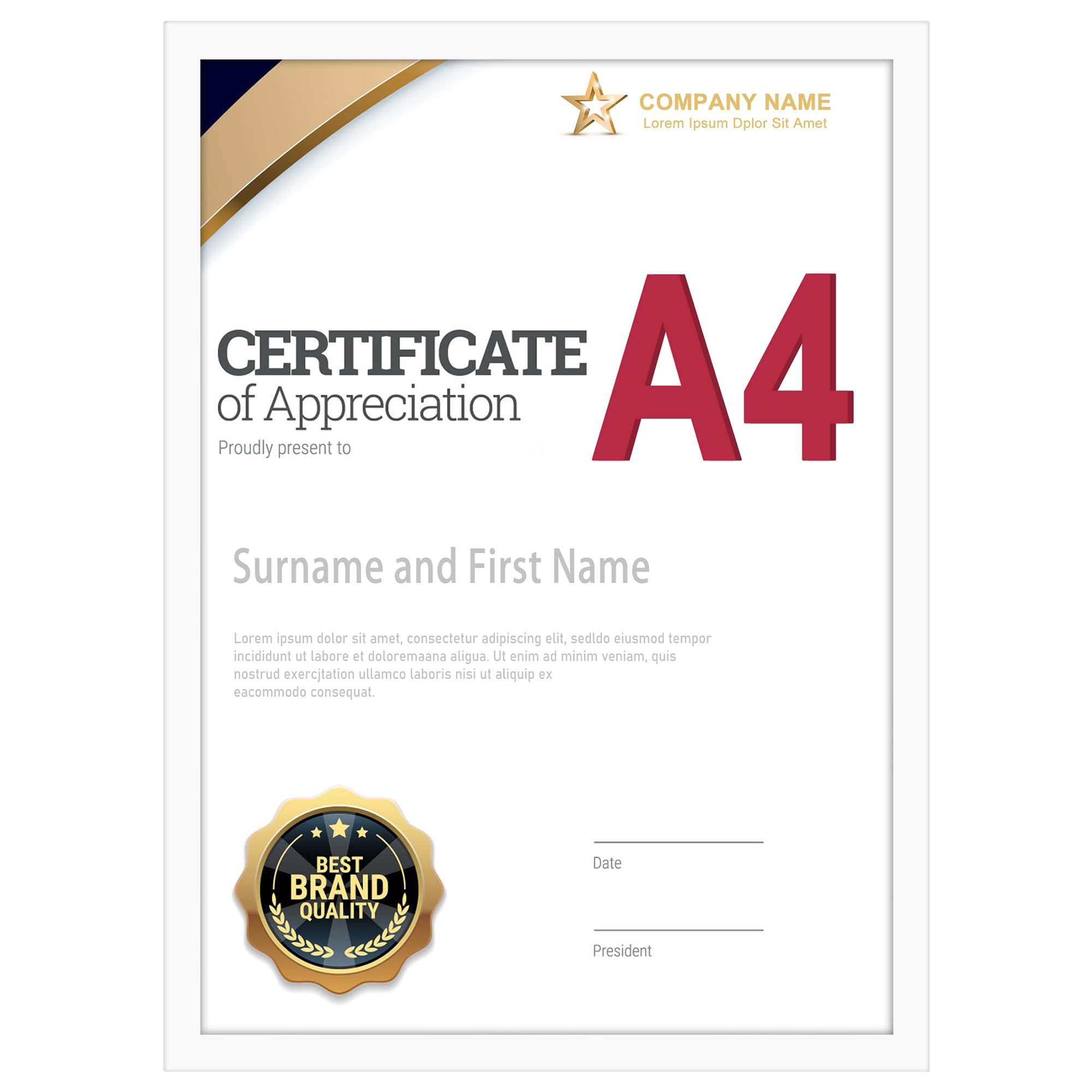 Giftgarden White A4 Picture Frame, Versatile A4 Photo Frames Suitable for Desk or Wall Display of Certificates, Posters, Documents, and Artwork - Single