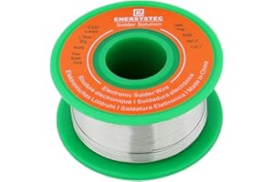 E ENERSYSTEC Solder Wire Rosin Core No Lead Wire Thin 0.6mm 50g Fine Solder with Flux 2.5 PB Free Sn99 Ag0.3 Cu0.7 Flow 0.11lb Electronics Soldering DIY Repair Tiny