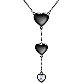 beautlace Love Heart Necklaces Sliver/Black Gun Plated Romantic Heart Y-Necklaces Jewelry for Women and Men KP0249