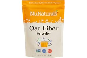NuNaturals Oat Fiber Powder, All Natural Non-GMO, Supports Digestive Health, 1 lb