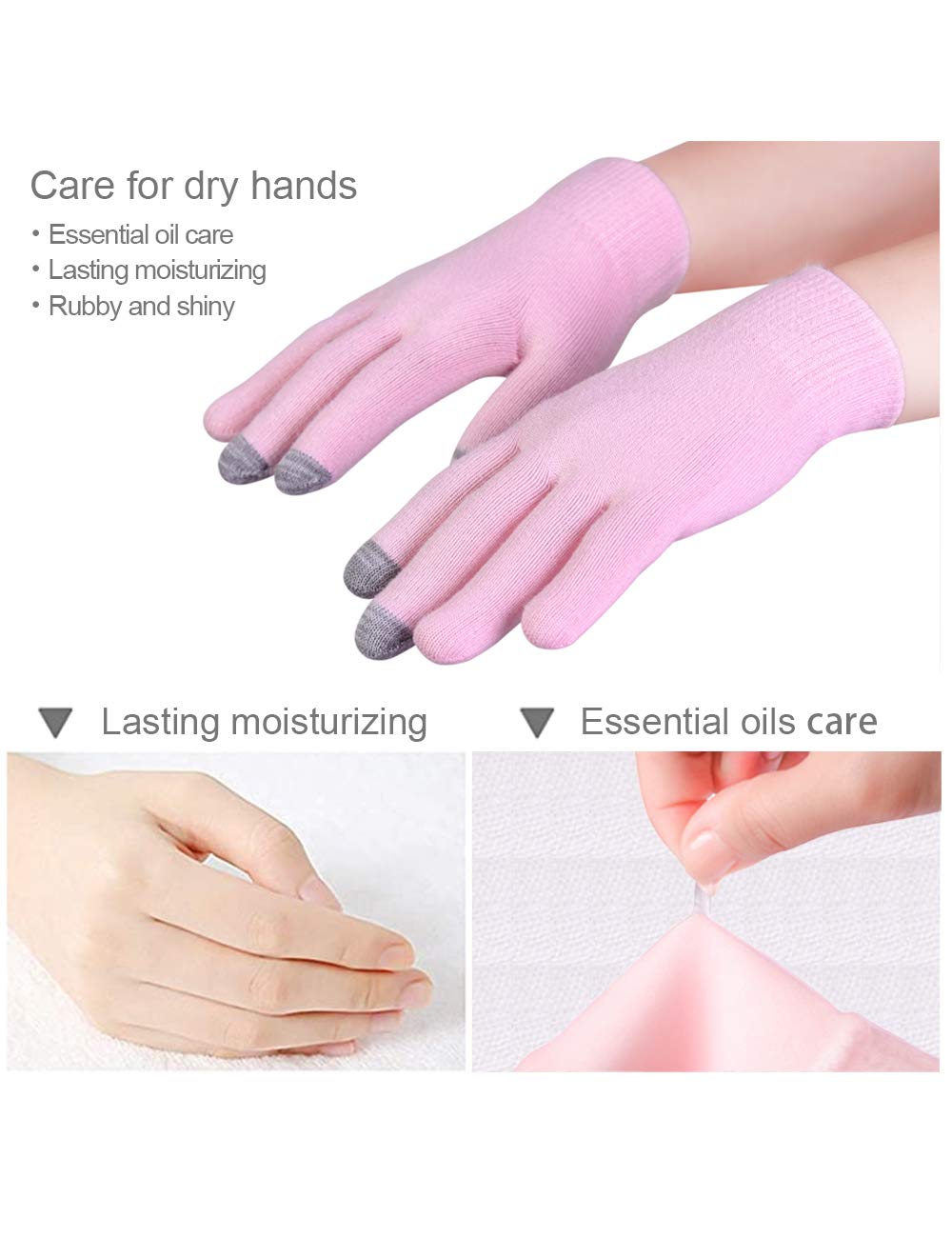 Donfri Gel Moisturizing Gloves Day Night Instantly Repair Eczema Dry Rough and Cracked Hands Sleeping Gloves Spa Gloves with Touchscreen (Full finger with touch screen) : Beauty