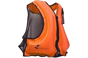 OMOUBOI Inflatable Snorkel Vest Kayak Swim Vest for Adults Snorkel Vests Inflatable Buoyancy Jacket Portable Diving Jackets Swimming Vests for Snorkeling Water Sports Beginner Adults-Only (96-220 lbs)