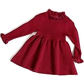 Simplee kids Toddler Dress Baby Girl Fall Dress Ribbed Knit Sweater Dress for 6M-5T