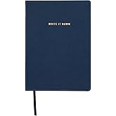 C.R. Gibson Large Navy Blue Leather Journal Notebook, 7.5'' W x 10.25'' L, 192 Pages