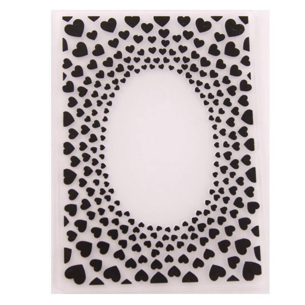 Lots of Love Heart Shape Frame Window Background Plastic Embossing Folder for Scrapbook DIY Album Card Tool Plastic Template Folders