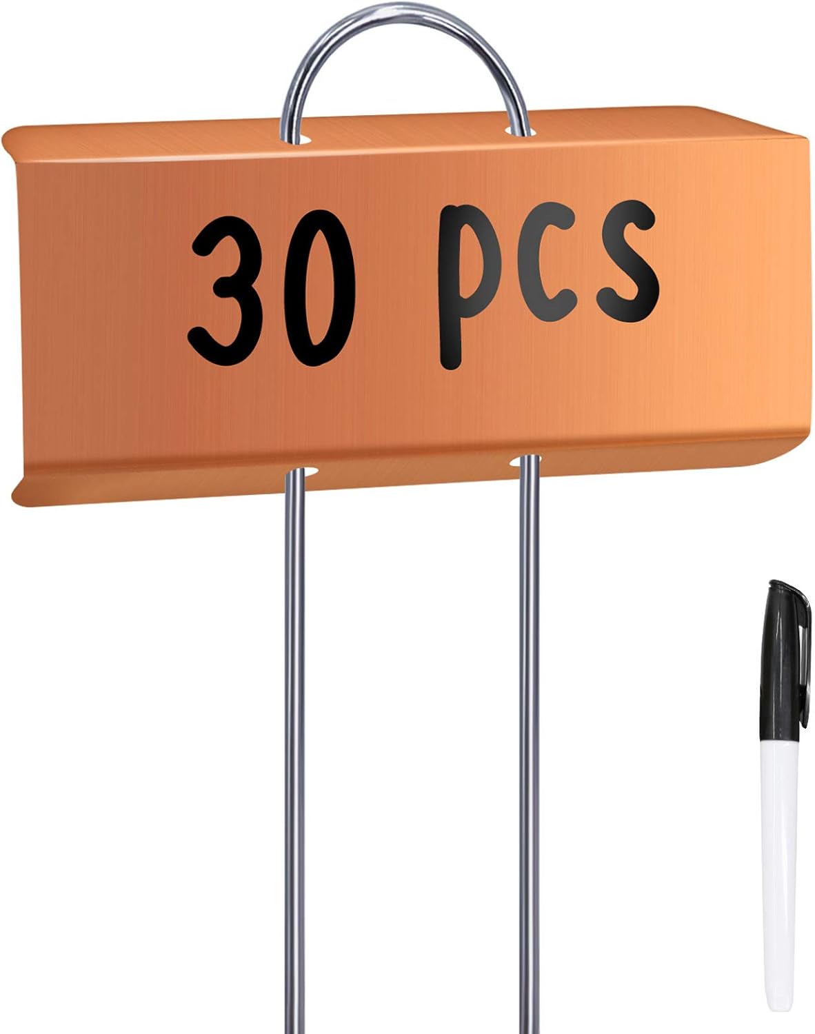 30PCS Metal Garden Plant Labels with A Pen Weatherproof Plant Tag Garden Markers Reusable Nursery Tags for Herbs Flowers Vegetable Greenhouse (Bronze)
