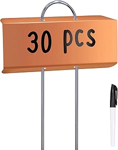 30PCS Metal Garden Plant Labels with A Pen Weatherproof Plant Tag Garden Markers Reusable Nursery Tags for Herbs Flowers Vegetable Greenhouse (Bronze)