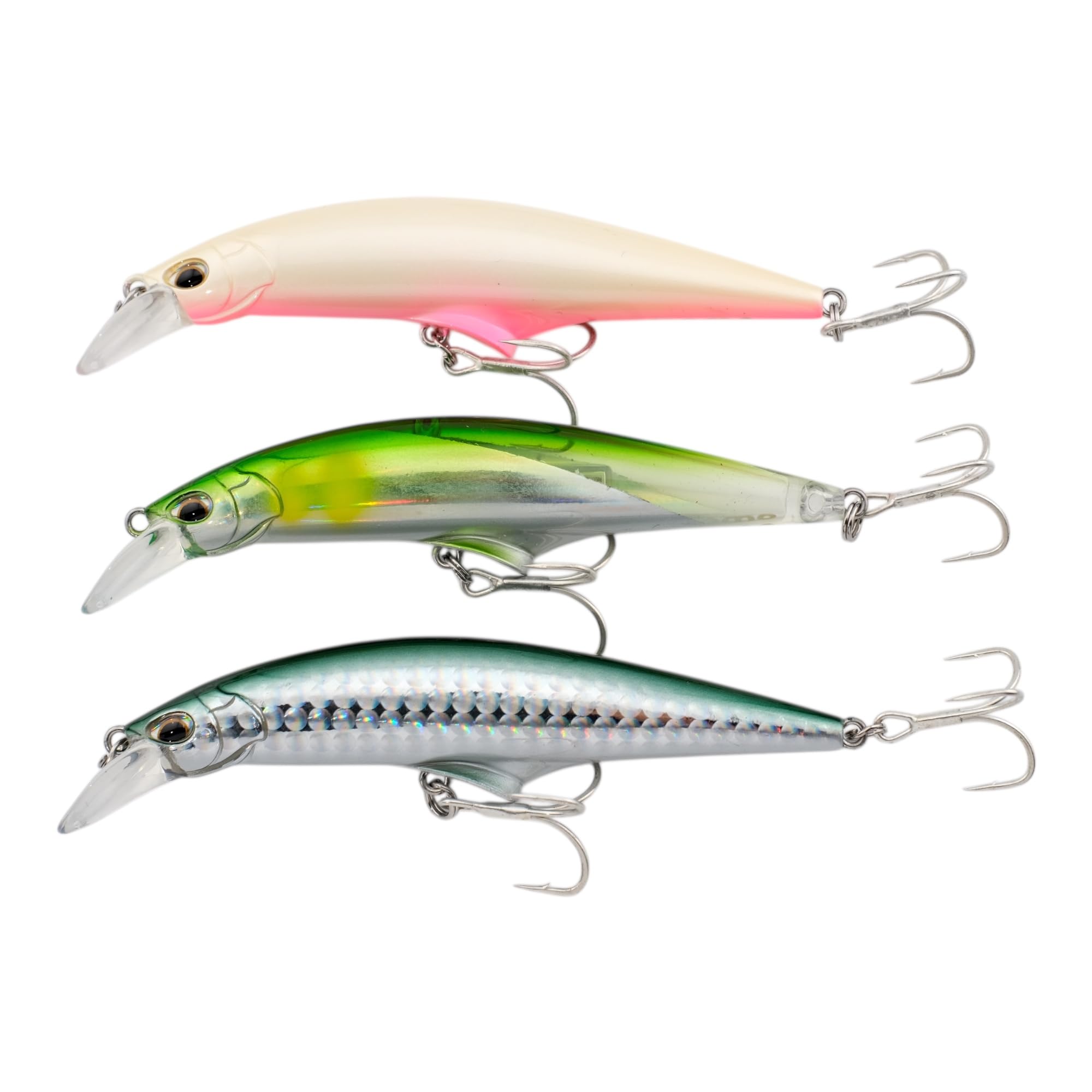 momolures - Tide Control Minnow 95 120 lip in belly system for Bass, Seabass, Salmon lure fishing. (95mm 3pcs Assort #02)