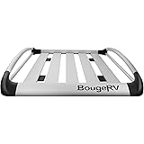 BougeRV Anti-Rust Rooftop Cargo Basket 47''x40'' Lightweight Aluminum Universal Roof Basket 150LBS Load Capacity Roof Rack Ba