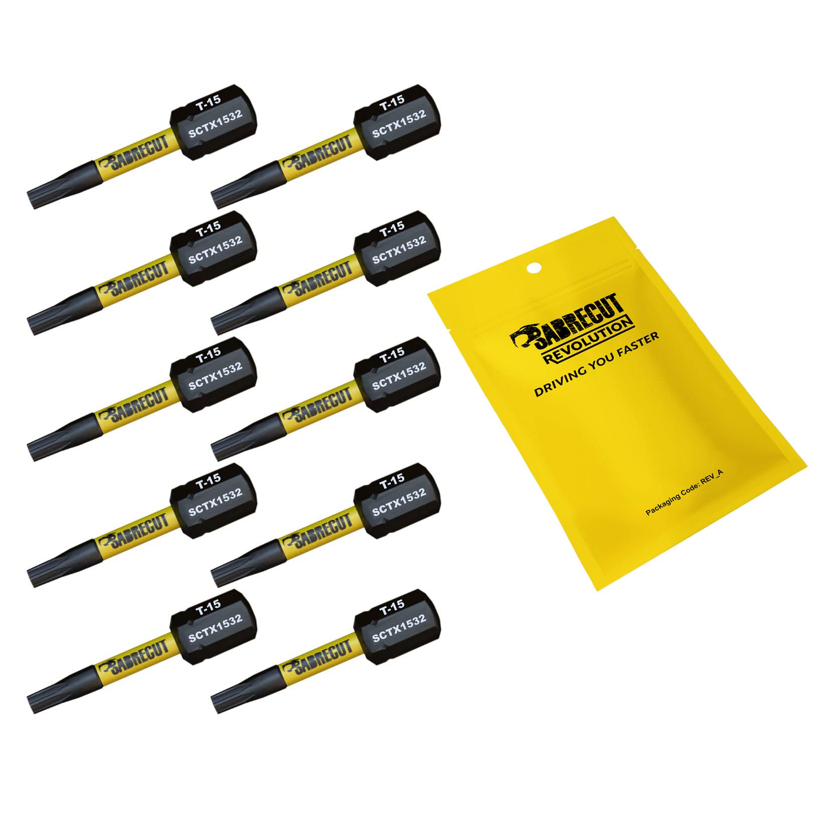 10 x SabreCut SCTX1532_10 32mm T15 TX15 Magnetic Impact Screwdriver Driver Bits Set Torx Heavy Duty