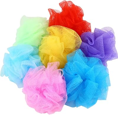 Omenluck 6Pcs Loofah Sponge Bath Flower Ball Back Scrubber Exfoliating Mesh
