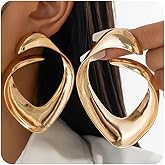 Chunky Hoop Earrings Metal Statement Large Gold Silver Earring for Women Trendy Big Irregular Geometric Spiral Earrings Prom Party Fashion Jewelry