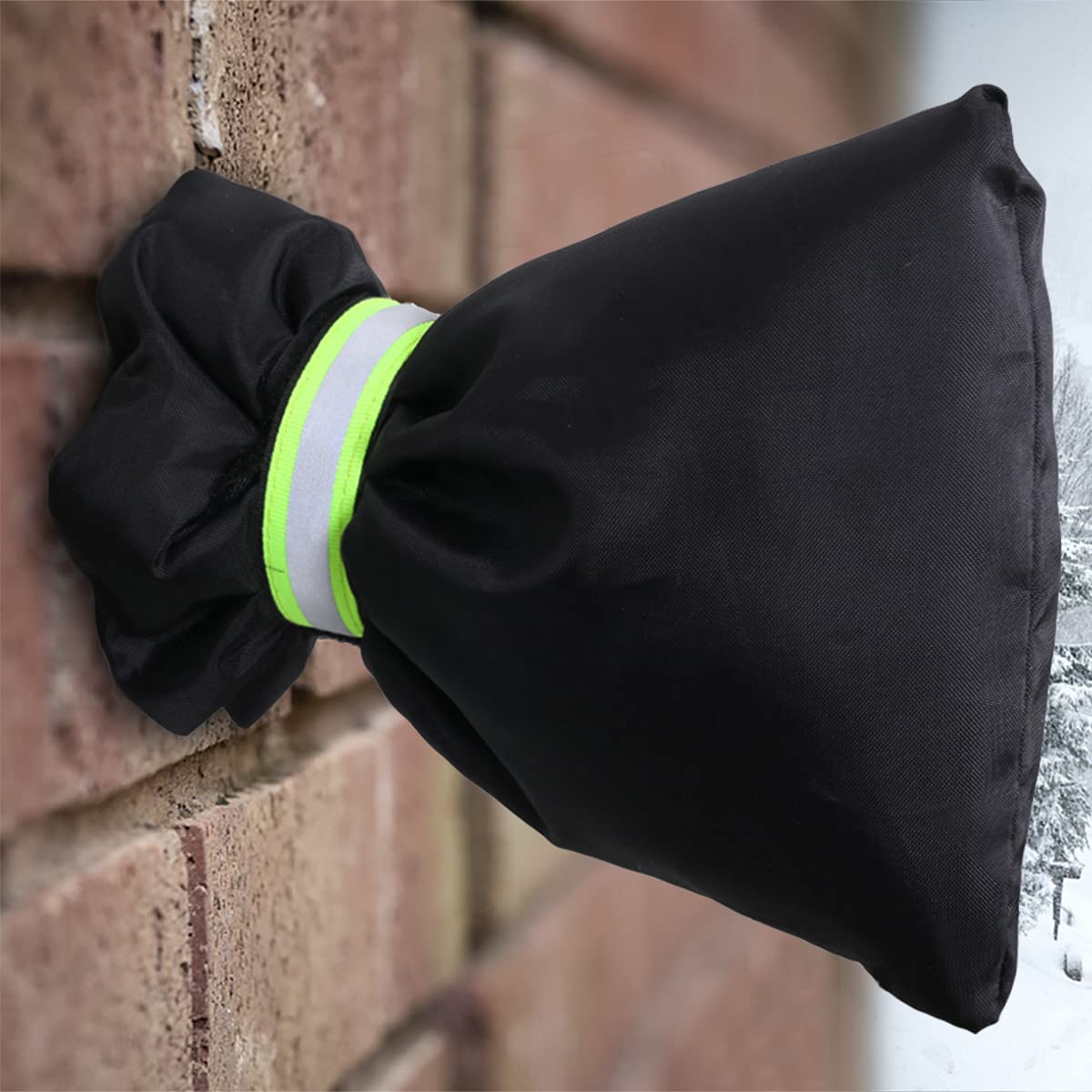 Outside Tap Covers for Winter, Large Outdoor Tap Cover Insulated Protector with Reflective Strip, Waterproof & Thickened Thermal Tap Jacket Protects Your Tap from Freezing Bursting - Black