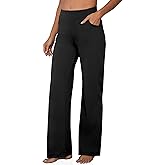 VOOVEEYA Wide Leg Pants for Women, Yoga Pants with Pockets High Waist Casual Straight Dress Pants Petite/Tall/Regular