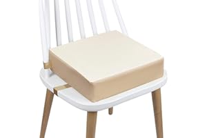 CAVWVTYU Toddler Booster Seat Dining, Washable 2 Straps Safety Buckle Kids Booster Seat for Dining Table, Portable Travel Increasing Cushion (Beige-PU)