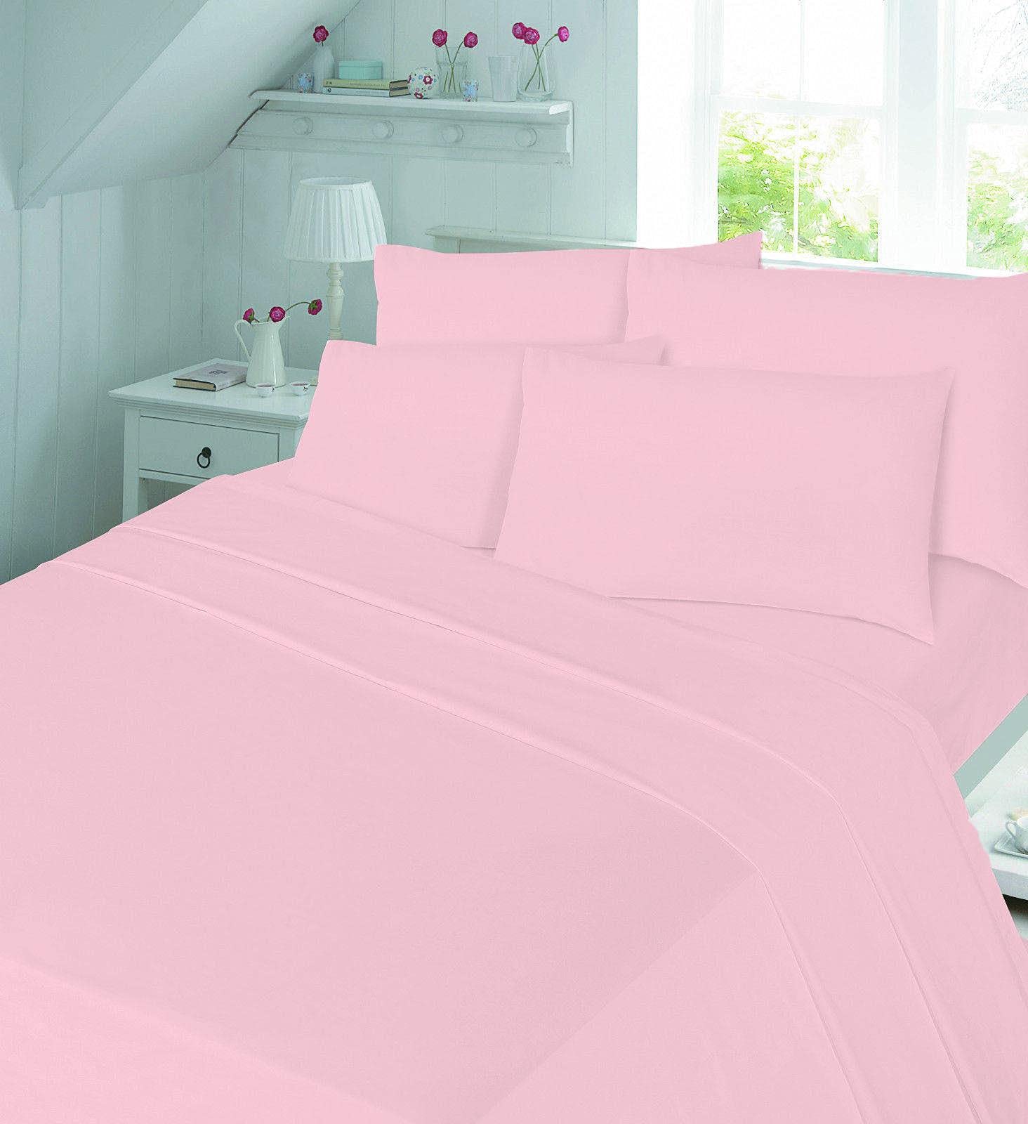 Comfort Collections Flannelette Fitted Bed Sheet Thermal Soft With FREE MATCHING 1 X PILLOW CASE Plain Dyed 100% Cotton Bed Fitted Sheet Pink Single