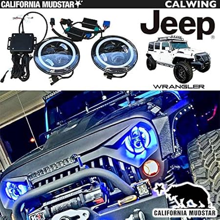 Amazon カリフォルニアマッドスター California Mudstar 07 18y ラングラー Jk Rgb ハロ 高輝度 Led カスタムヘッドライ ボディーカバー 車 バイク