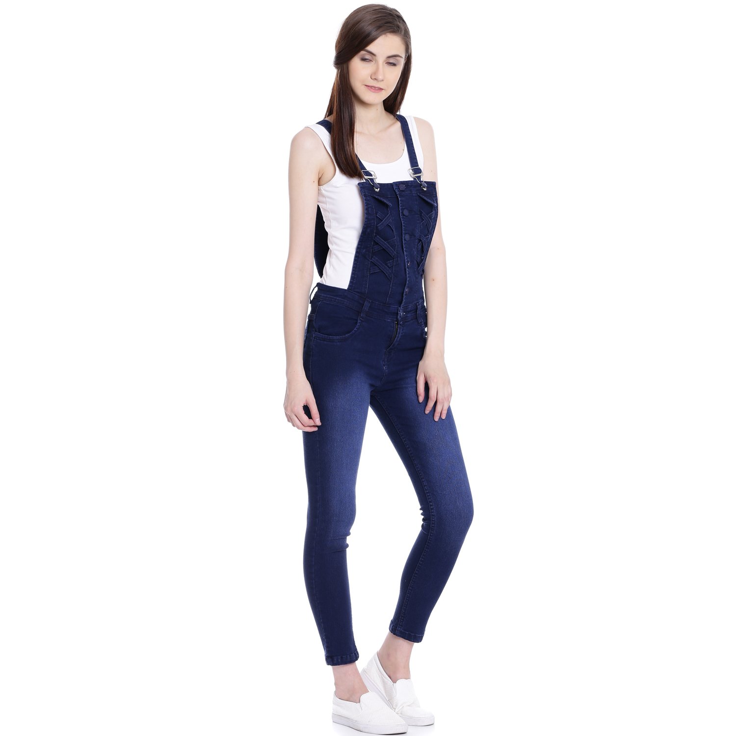 broadstar women denim blue dungaree