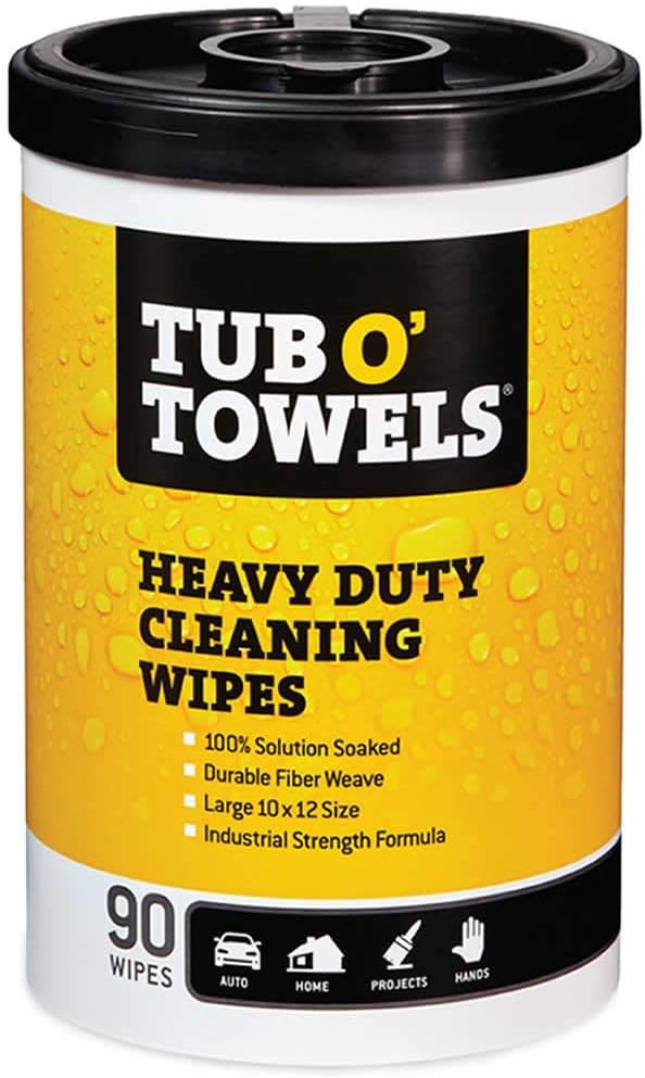 Tub O Towels Heavy-Duty 10" x 12" Size Multi-Surface Cleaning Wipes, 90 Count Per Canister