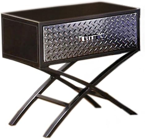 Amazon Com Furniture Of America Nervus Nightstand With Metallic Face Drawer Gun Metal Finish Furniture Decor