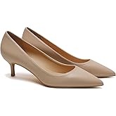 MOOMMO Kitten Heel Pumps Pointed Toe Satin Slip On 2 Inch Mid Heel Dress Shoes Classic Work Pumps for Office Ladies Wedding Bridal Party 4-13 M US