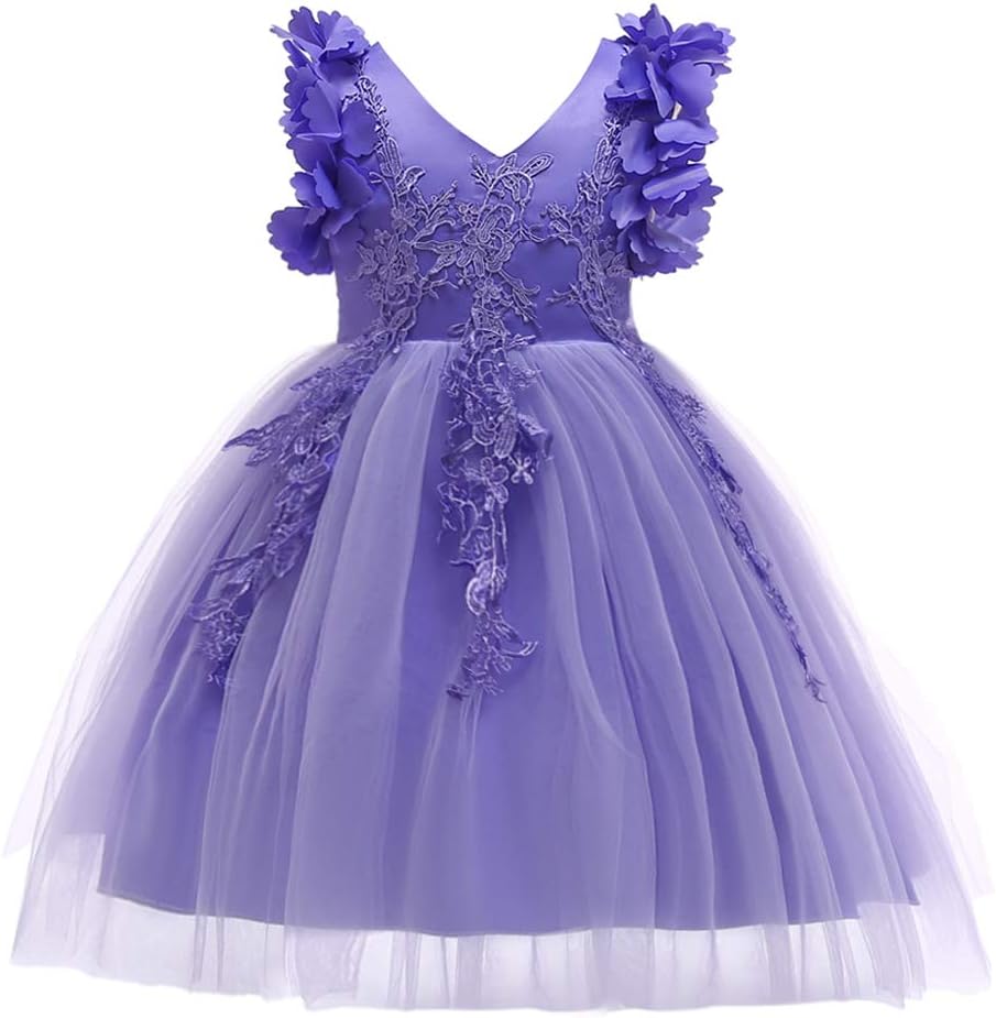 Weileenice 1-12T Flower Girl Lace Dress Pageant Kids Christmas Party Dresses