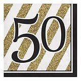 Creative Converting 317541 16 Count Paper Lunch Napkins, 50, Black and Gold