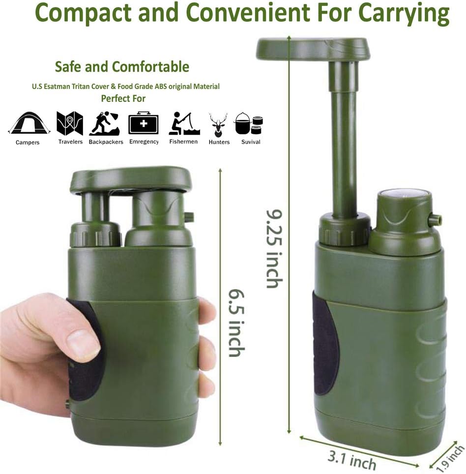 DLY Water Filter Pump Water Purifier for Camping, Hiking - 0.01 Micron Emergency Backpacking Water Filter for Hiking with 4-Stage Filter Pump : Sports & Outdoors