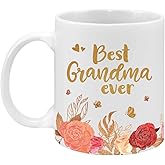 Silkwishes Best Grandma Ever Mug 11Oz Christmas Gifts for Grandma from Grandkids, Birthday Mothers Day Gifts for Grandmother Nana Coffee Cup Microwave and Dishwasher Safe