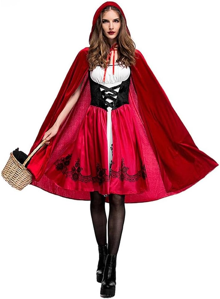 Halloween Party Role Play Little Red Riding Hood Costume Adult Cosplay Dress Party Nightclub Queen Costume