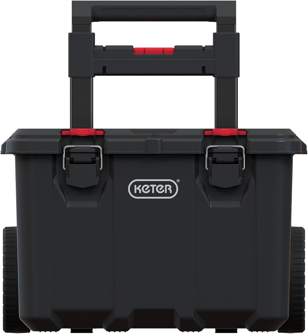 Keter Stack n Roll Modular DIY Tool Storage Cart with Wheels Black