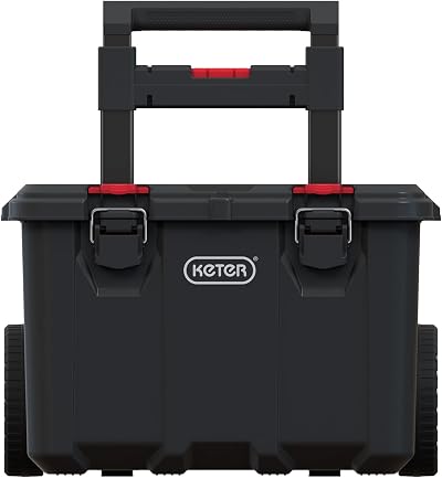Keter Stack n Roll Modular DIY Tool Storage Cart with Wheels Black