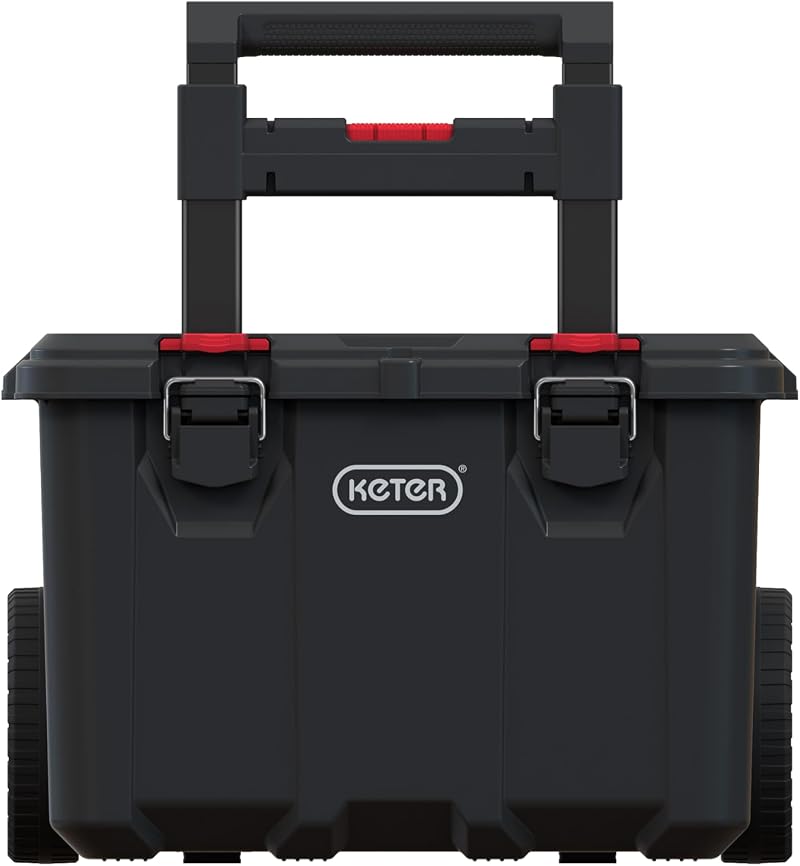 Keter Stack n Roll Modular DIY Tool Storage Cart with Wheels Black