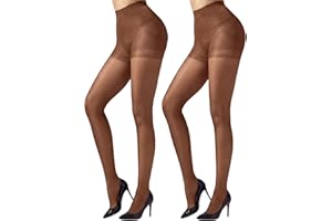VERDALUX 2-Pack 40D Control Top Tights for Women - Soft Shaping Semi-Sheer Pantyhose - Natural Rear Lifting & Comfort