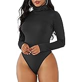 American Trends Women’s Shapewear Bodysuit Black Long Sleeve Turtleneck Bodysuit for Women Shapewear Bodysuit Jumpsuit