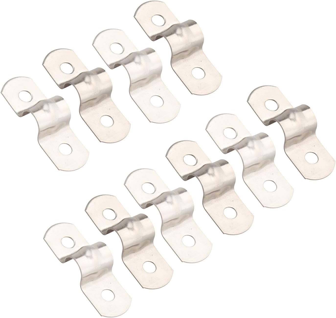Futheda 10PCS 8mm Dia Stainless Steel U Shaped Pipe Straps Clamp Clip Tube Pipe Fasten Holder Rigid Conduit Hanger with 2 Hole