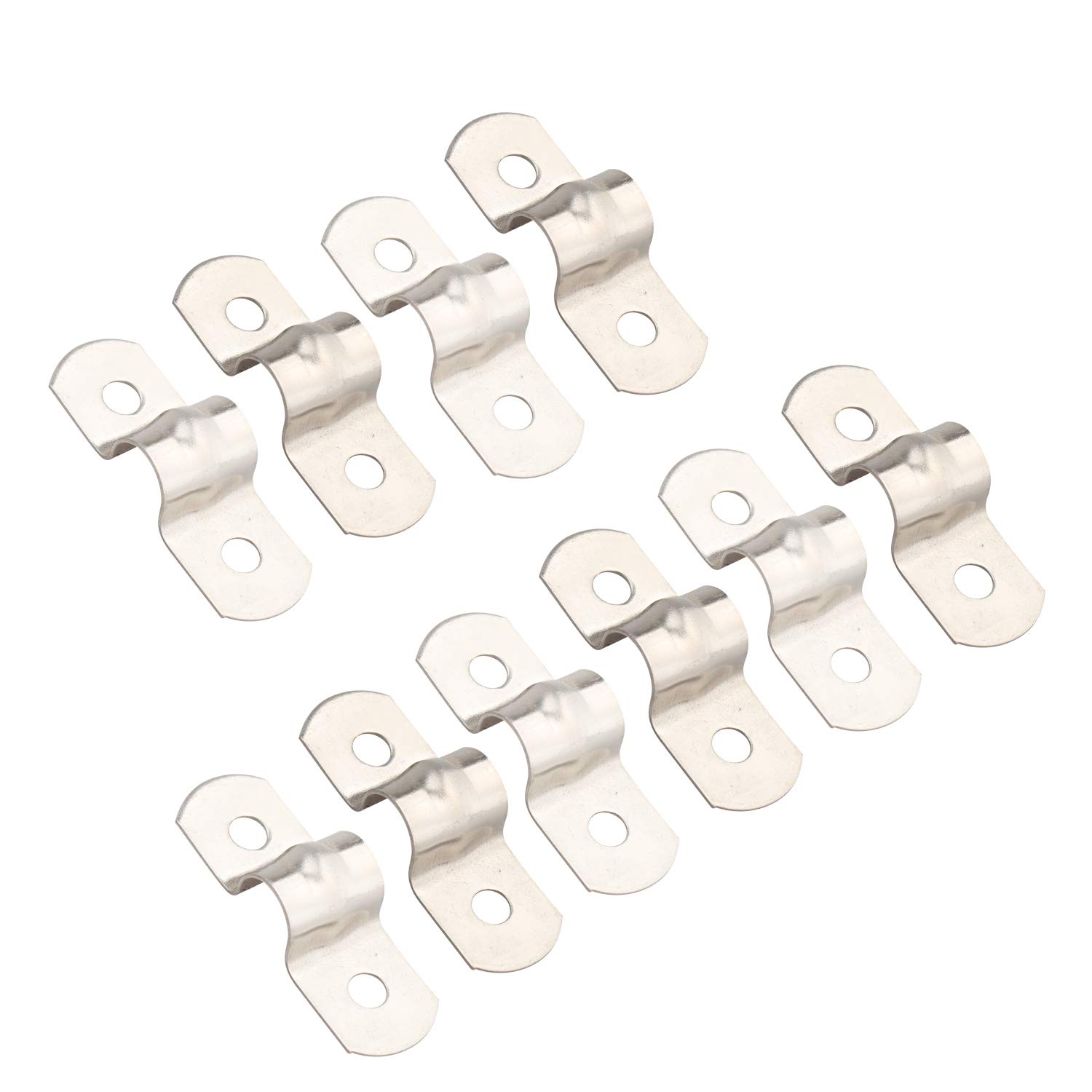 Futheda 10PCS 8mm Dia Stainless Steel U Shaped Pipe Straps Clamp Clip Tube Pipe Fasten Holder Rigid Conduit Hanger with 2 Hole