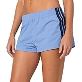 Erenella Women Striped Athletic Short Summer Elastic Waist Side Stripe Patchwork Boxer Shorts Casual Loose Sweat Shorts
