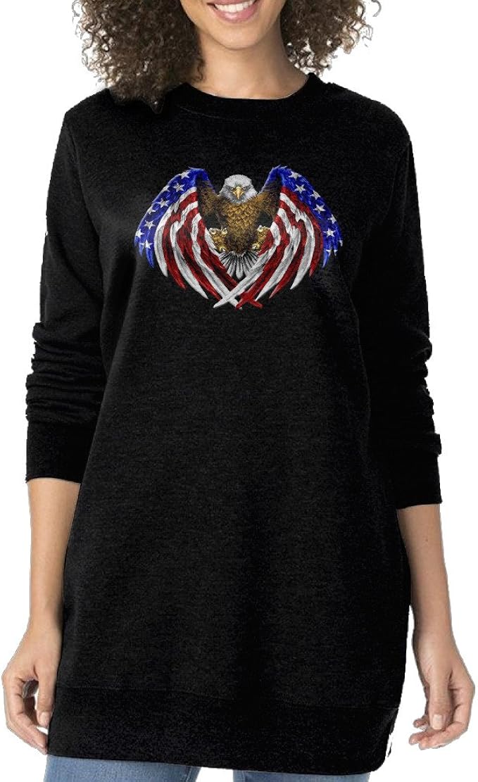 American Eagle Flag Logo Women's Long Hoodie Sweatshirt at Amazon Women