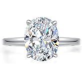 Oivley 3.5CT Oval Solitaire Engagement Ring, Women's Engagement Rings, 925 Sterling Silver Fake Diamond Ring Cubic Zirconia Engagement Ring18K White Gold Plated Oval Rings for Women