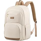 LOVEVOOK Travel Laptop Backpack for Women, Waterproof Work Backpack Fits 15.6 Inch Laptop, Large Computer Backpack for College, Beige