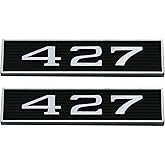 2Pcs 427 Engine Hood Scoop Emblems Badges 3D Decals Stickers Cars Trucks (Chrome Black)