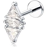 limerencia F136 Titanium Hypoallergenic Piercing Jewelry 18G 6mm 8mm 10mm Flat Back Internally Threaded Implant Grade Climber Stud Crawler Earrings For Cartilage,Tragus,Helix,Conch,Nose,Lip(1pc)