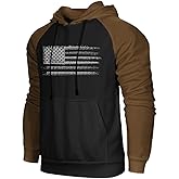 H HYFOL Men's Sweatshirt USA FLAG Patriotic Graphic Polyester Hoodies for Men Pocket Raglan Long Sleeve Sweatshirts
